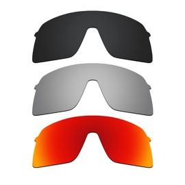 Alphax 3 Pcs Black & Titanium & Fire Red Polarized Replacement Lenses for Oakley Sutro Lite OO9463 Sport Sunglsses
