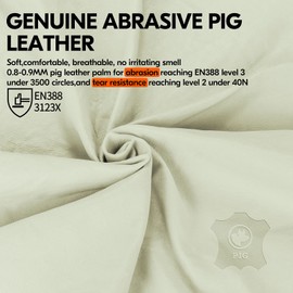 Vgo... 1-Pair Ulined Safety Pigskin Leather Work Gloves Men, Rigger Gloves, Builder Gloves (Size S, Light Cyan, PA9501)