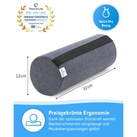 Nackenrolle UniROLL 12x32 cm mit schnelltrocknendem Bezug | Orthopädische Knie-Rolle aus Memory-Foam | Ergonomisches Beinkissen und Knie-Kissen | Schaumstoff-Rolle für Rücken & Seitenschläfer
