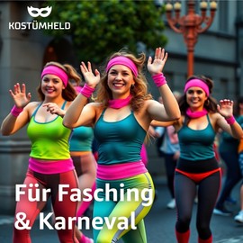 TK Gruppe Timo Klingler 3 in 1 Schweißband pink Set mit Stirnband - als Accessoire Vokuhila Kostüm zu Retro neon 80er 90er Outfit Fasching & Karneval