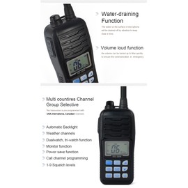 HYS VHF Handheld Marine Portable Radio with LED Flashlight, Waterproof Handheld 2-Way VHF Marine Radio