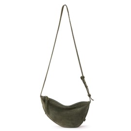 The Sak Tess Sling Bag in Leather, Adjustable Crossbody Strap, Moss Suede