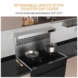 MOFINO 316 Stainless Steel Stove Gap Covers,Stove Gap Filler,Range Trim Kit,Between Stove and Counter for Kitchen,Easy Retractable Length 13.8" to 27.5",Easy Install and Heat Resistant (2 PCS,Silver)