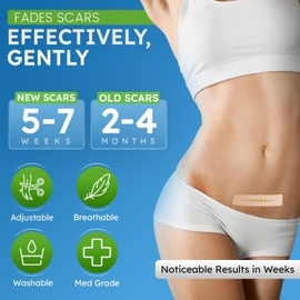 Láminas de silicona para cicatrices, cinta adhesiva para cicatrices quirúrgicas, cinta adhesiva de silicona para cicatrices, cesárea, abdominoplastia, cicatrices queloides (rollo de 1,5