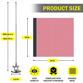 Upgrade 18" x 18" Red Mesh Safety Flags with Rubber Coated Magnetic Loaded Mount & Stainless Steel Brackets 2 Pack - DOT Compliant Oversize Load Flags for Truck Loads, Trailers & Pilot Car Escort