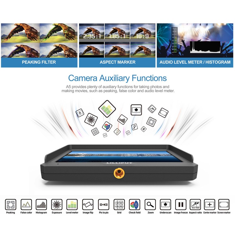 LILLIPUT A5 5 Inch IPS Camera-Top Broadcast Monitor for 4K