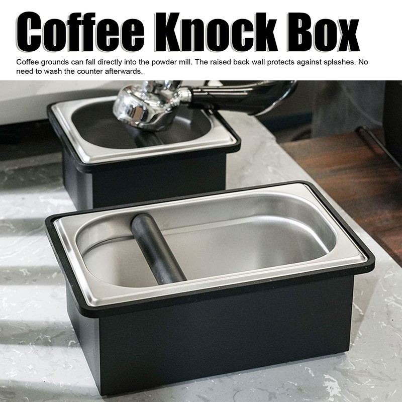 Tgoon Coffee Knock Box, Rubber Coffee Box with Removable Stainless