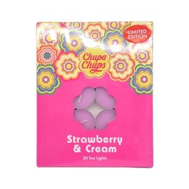 20 Chupa Chups Strawberry & Cream Scented Tea Lights, CHP-20TL-Strawberry-Cream