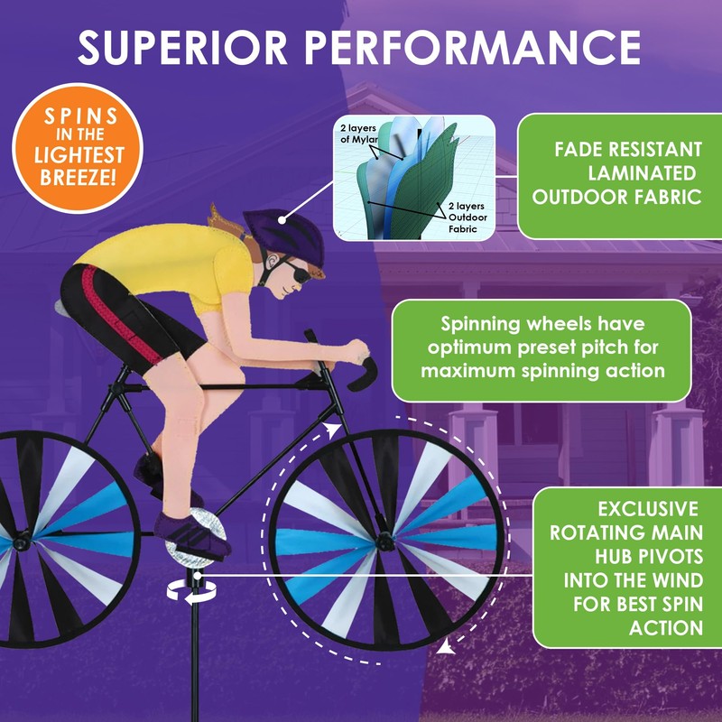 Road Bike Spinner Woman 35" – Sporty Cyclist Design, Weather-Resistant