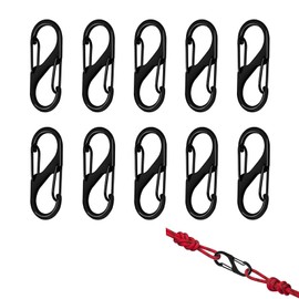 Pack of 10 Carabiner Hooks Small, S Carabiner Mini, Small Carabiner Hook, Small, Black, for Outdoor Camping Home Hiking