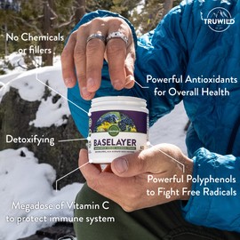 TruWild Baselayer Vegan Immune Support & Antioxidant – All Natural Vitamin C + Zinc + Magnesium + Resveratrol + Acai – Non-GMO – Gluten Free Capsule Supplement Made in The USA cGMP – 30 Servings