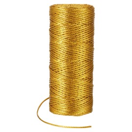 PATIKIL 110 Yards Decorative Metallic Bakers Twine, 1 Rolls Wrapping Twine String Rope DIY Tie Gift Packing Materials for Christmas Crafts Wedding Present,Gold