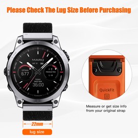 Watch Strap for Fenix 6X Pro/6X/7X Pro/7X/5X Plus/5X/3/3HR, Quickfit 26 Nylon Watch Strap for Descent MK1/2/2i/3/3i/Tactix, for Garmin Enduro/Enduro 2, Epix 51MM, Quatix 7X/7X Pro