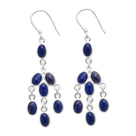 Silver Palace Natural Lapis Lazuli 925 Sterling Silver Drop Dangle Earrings For Women & Girls, Metal Gemstone, Lapis Lazuli