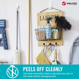 VELCRO Brand - VEL-30105-USA HANGables Removable Wall Hooks | Easy-to-Remove Wall Fasteners | Damage-Free, Non-Permanent Hooks for Lightweight Items | Micro, Holds 1/2 lb, Black, 4-Pack