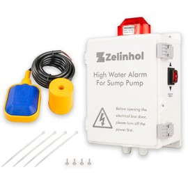 Sump Pump Alarm with Pump Control Panel, Zelinhol High Water Septic Tank Alarm Featuring 110DB Water Level Alarm, Indoor/Outdoor Alarm Light for Sump, Septic Pump, Pond and Water Tank