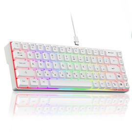 Solakaka SK968 60% Wired Gaming Keyboard,RGB Backlit,USB-C, Compact Mini Keyboard for Office PC Gamers Gaming Rainbow Backlight, Gaming Accessories, Computer Accessories Budget Keyboard - Colour: white