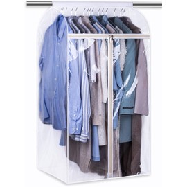 KEETDY 43" Hanging Garment Bags for Closet Storage Large Clear Window Hanging Clothes Storage Garment Rack Cover Coat Protector for Suit, Wardrobe, Bottom Enclosed