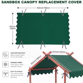 SATINIOR 47 x 63 Inches Sandbox Replacement Canopy Dark Green Top Cover for Sandbox with Canopy UV Resistant Waterproof Oxford Fabric Roof Cover for Outdoor Shade Shelter