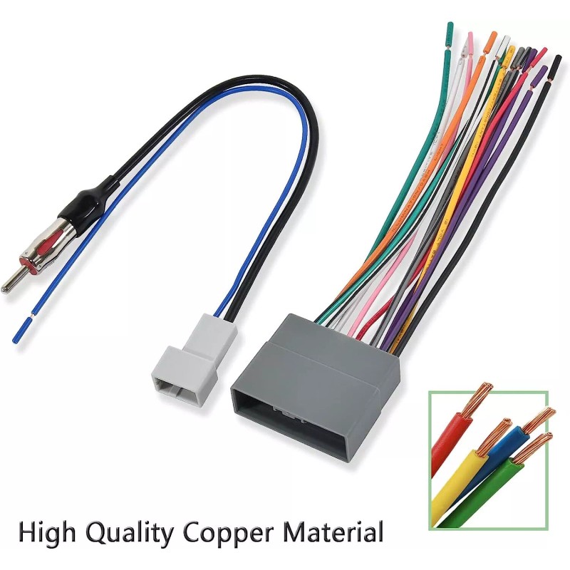 RED WOLF Radio Stereo Wiring Harness Antenna Adapter For Honda