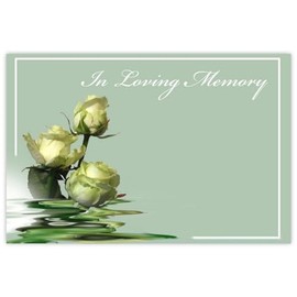 celloexpress In Loving Memory (3 White Roses) Flower Message Cards - 60mm x 90mm - Bereavement Florist Card Sympathy Condolences Notes (Pack of 10)