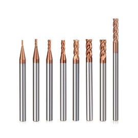 8 Pieces Milling Cutter End Mill Carbide 4 Flute 1-4 mm CED TiSiN Coat Spiral Cutter Bit Solid Carbide CNC Drilling Attachments/End Mill Bit 55 HRC Cutting Edge Drill Bit for Steel, Aluminium Alloy, Copper