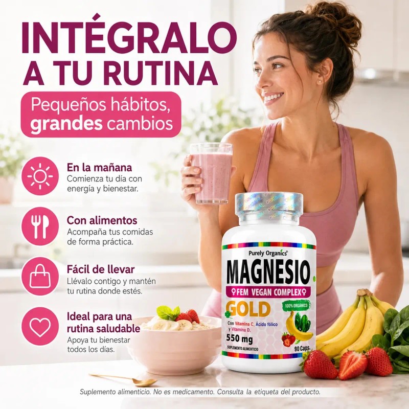 Magnesio Gold Fórmula Mujeres Cápsulas Purely Organics