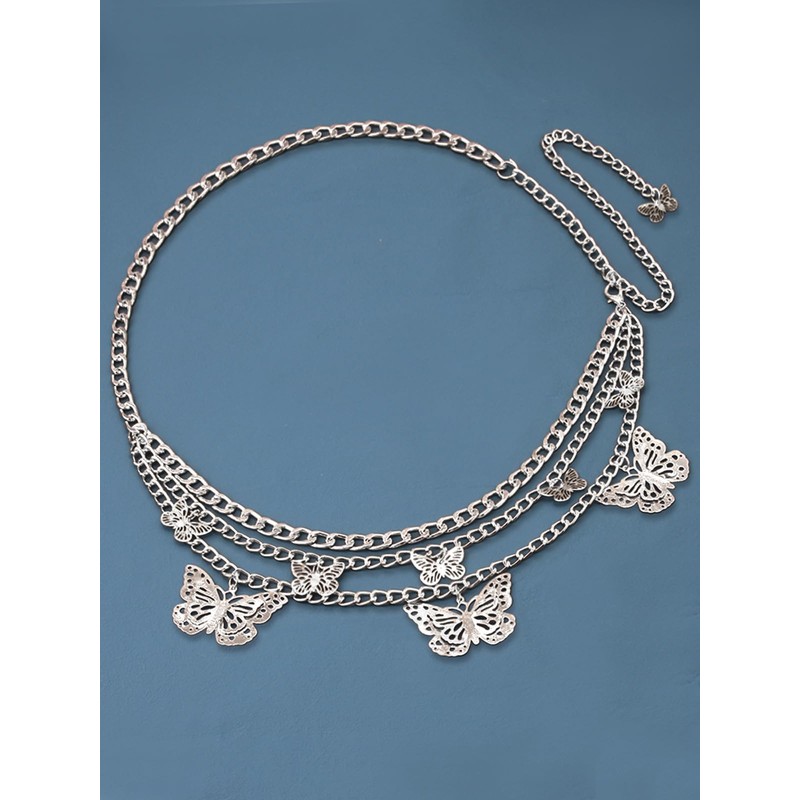 Chain Belts Multilayer Butterfly Waist Chain Adjustable Waist Belt for