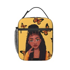 yalinan African American Lunch Bag Black Girl Toddler Lunch box Kids Small Cooler Bag Insulated LunchBox Freezable Lunch Tote for Teen Girls Teacher Women Work Middle School