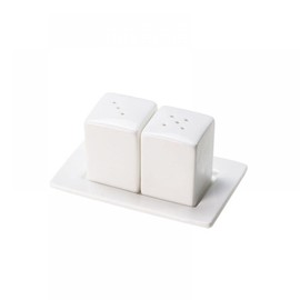 Gaolinci White Porcelain Salt & Pepper Shakers, Salt Shaker Set with Tray