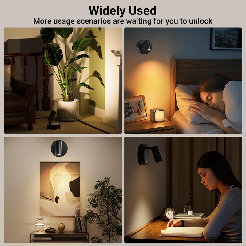 TaoFiaCo Spotlights Indoor, Wireless Uplighting Indoor with Remote Dimmable, Rechargeable