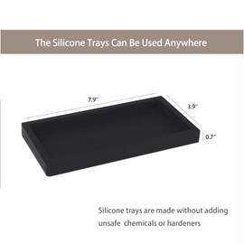 DTCSWACN Bathroom Vanity Tray, 8 x 4 Inch Silicone Dresser Jewelry Ring Dish Tank Storage Kitchen Sink Countertop Tray Holder for Perfume Soap Towel Bathroom Trays, Mini, Black