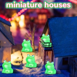 Chitidr 50 Pcs Mini Resin Frogs Miniature Figurines Animals Glow in The Dark Tiny Frogs for Garden Landscape Micro DIY Ornament Accessories Home Decor