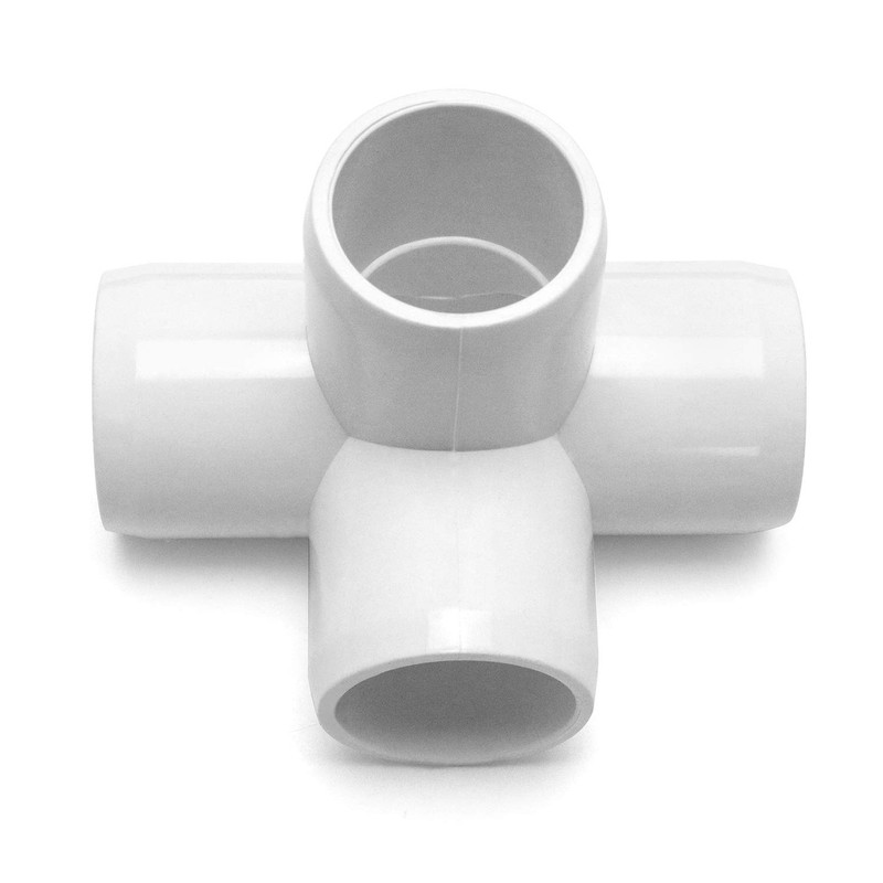 QWORK 4 Way 1/2" Tee PVC Fitting Elbow,10 Pack PVC