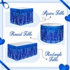 2 Pack Light Blue Table Skirts, 29x108" Metallic Foil Tinsel