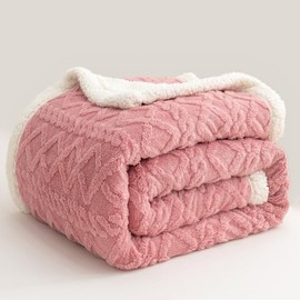 PU MEI Sherpa Throw Blanket for Couch Sofa 60”*80”- Fleece Tufted Fuzzy Soft Cozy Blanket for Bed, Thick Warm Blanket for All Seasons, (Pink, 60"*80")