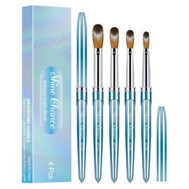 Shine Chance 4Pcs Acrylic Nail Brushes Set, Kolinsky Hair Acrylic Nail Art Brush, Art Design & Polish Mistake Cleaning Manicure Tools for Women Acrylic Application (Size 6 8 12 16)