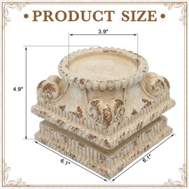BrightRow 2 Pcs Pedestal Stand for Decoration Display Distressed Vintage Column Stand White Embossed Plant Candle Pedestal Small Classic Plinth Base for Party Wedding Home Decorative Table Centerpiece