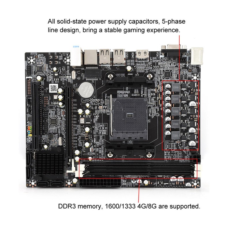 For AMD DDR3 1333/1600MHz A88 Desktop Computer Motherboard Mainboard