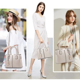 CHICAROUSAL Purses and Handbags for Women Leather Crossbody Bags Women's Tote Shoulder Bag (Khaki White)