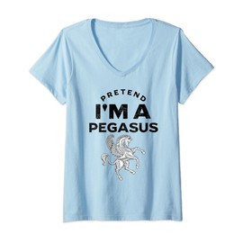 Womens Pretend I'm A Pegasus Costume Funny V-Neck T-Shirt