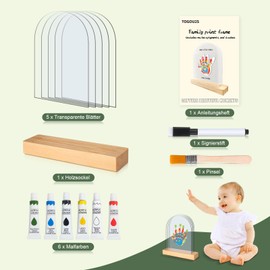TOGOU2S Handprint Set Family with Space for 5, Baby Handprint and Footprint Set, Finger Paints Children Non-Toxic, Gift for Newborn Baby and Families, Decoration for Baby and Toddler Room