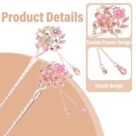 Pack of 2 Hair Pins, Vintage Hair Stick, Opal Flower Hair Sticks, Hair Decor, Chinese Hairpins, Old Hair Clip, Old Hair Clip