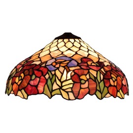 errzom 16-Inch Tiffany Style Lamp Shade Replacement Only, Floral Stained Glass Lampshade, Pastoral Retro Lampshades Accessories Fit for Table lamp Pendant Lights Floor Lamps