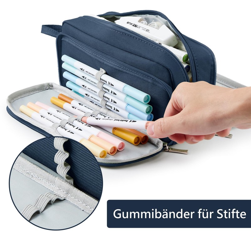 KALIDI Pencil Case with 3 Compartments Large Capacity Pencil Case