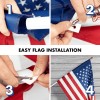 G128 5 Feet Tangle Free Spinning Flagpole (White) American Flag