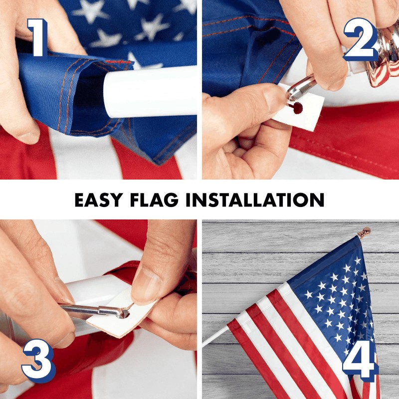 G128 5 Feet Tangle Free Spinning Flagpole (White) American Flag