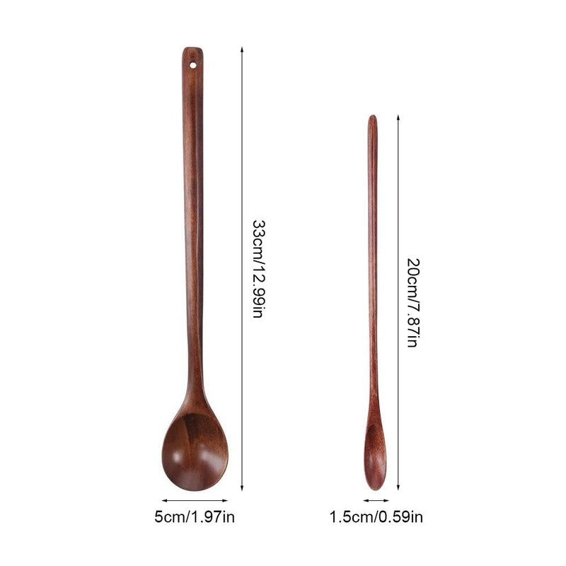 10Pcs Long Handle Wooden Coffee Spoons Wooden Mixing Spoon Mini