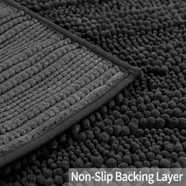 Poymecy Chenille Bathroom Rug,Soft Chenille Bath Mat with Water Absorbent, Machine Washable,Bathroom Rug MatPlush Carpet Mats for Tub, Shower, and Bath Room(Grey,27.5x47 Inches)