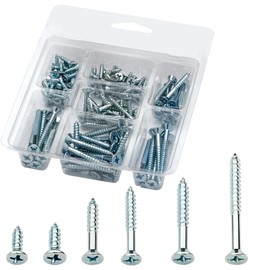 Rocky Mountain Goods Wood Screws Assortment Kit – 140 pcs Screw Set with 1/2", 3/4", 1", 1-1/4", 1-1/2", 2" Phillips Flat Head Screws – Zinc Plated Assorted Wood Screws for DIY, Furniture, Woodworking